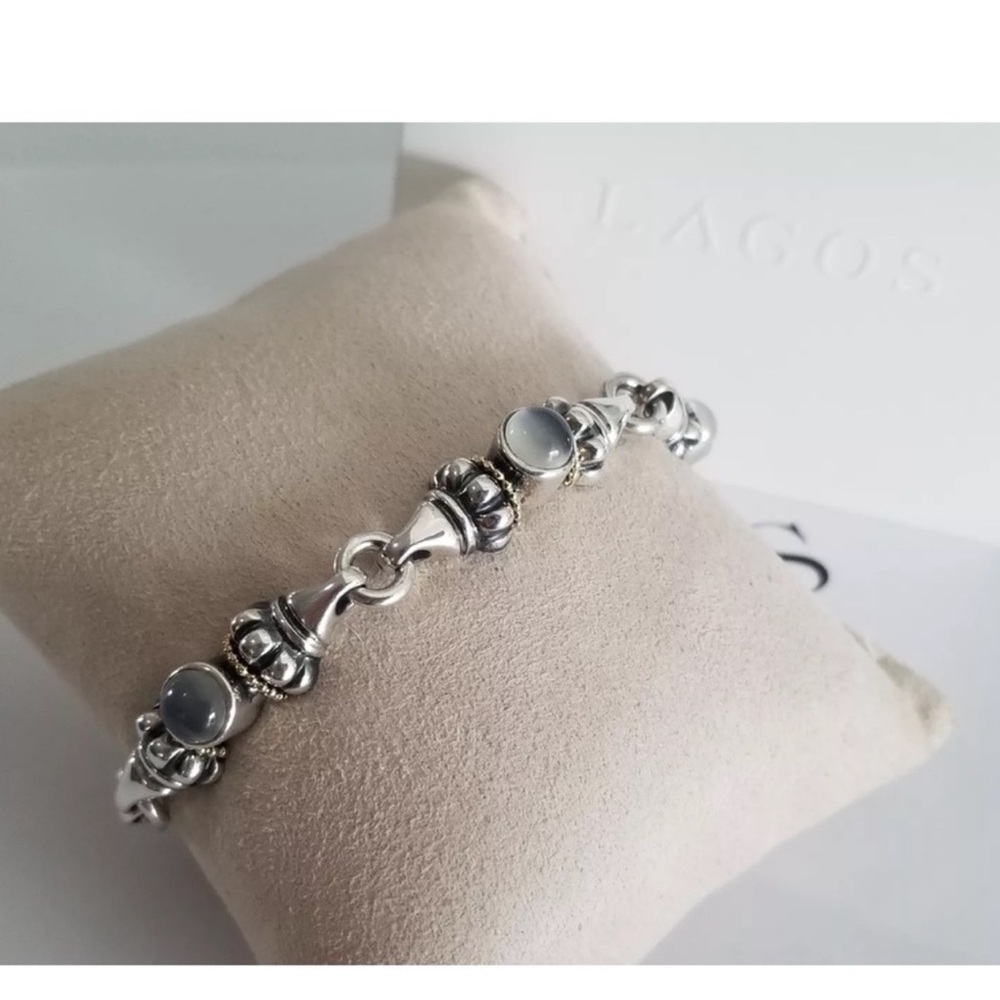 Lagos Caviar silver & gold MOONSTONE!! bracelet 7 3/4 inch great condition! - Picture 2 of 9